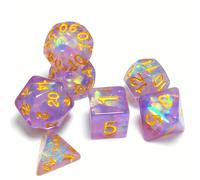 TEMU Un juego de dados de resina con dados poliédricos de bordes redondeados, para juegos de DND y otras adiciones de juegos de mesa , incluyendo D20, D12, D10, D8, D6 y D4