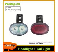 TEMU Un juego de luces para bicicleta recargables por USB, con luz frontal blanca y luz trasera , ideal para ciclismo de día como de noche