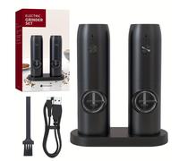 TEMU Un Juego de Molinillo Eléctrico Portátil de con Cabezal, Base de Carga, Luz LED y Ajuste Automático para Sazonar y