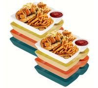 TEMU Un juego de platos de servir de plástico con 8 compartimentos para dumplings y salsa, que bandejas pequeñas para freír patatas y para sumergir sushi y tacos, para comidas informales.