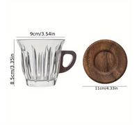 TEMU Un juego de tazas de café de vidrio que posavasos, una taza para leche, una taza para té y una taza para latte con , fácil de sujetar, adecuado para cafeterías, uso doméstico y restaurantes