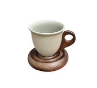 TEMU Un juego de tazas y platillos de café de cerámica rústica, con base, ideal para lattes y té, para cafeterías, restaurantes, uso doméstico o como regalo, con una capacidad de 220 ml