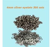 TEMU Un kit de 300 ojales de metal, uno con un orificio de 4 mm (1/6"), diseñado para usar en zapatos, ropa, cinturones, bolsos y proyectos de cuero, con un plateado