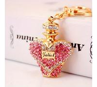 TEMU Un llavero lindo con forma de botella de perfume, con adornos de cristal y diamantes, como regalo para tu novia, ideal para bolsos y accesorios.