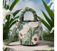 TEMU Un lujoso bolso bandolera con una pintura al óleo de flores, diseñado con pliegues y una opción de , que ilustraciones retro y de acuarela