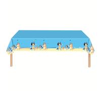 TEMU Un mantel con temática de Bluey que un diseño de playa azul , para fiestas y reuniones, ideal para celebraciones de , Navidad de Halloween