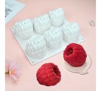 TEMU Un molde grande para pastel de mousse de frambuesa de 6 cavidades, un molde de silicona y frambuesa, y un molde para velas de frutas