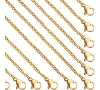 TEMU Un paquete de 10 piezas de cadenas de acero inoxidable de 46 cm de largo y 2 mm de ancho, ideales para joyería, fabricación de collares, uso diario y joyería.