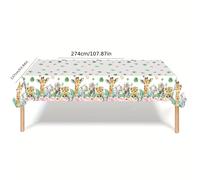 TEMU Un Paquete Individual de Mantel de con Estampados de Animales, Mantel de Plástico Decorativo -Verde para Suministros de de Temáticos del Zoo, que Mide 108×54 Pulgadas.