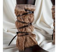 TEMU Un par de accesorios medievales renacentistas para juegos , cubiertas de piel sintética estilo vikingo para piernas y botas, adecuadas para accesorios de disfraces de Halloween y Navidad.