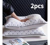 TEMU Un par de almohadas de hotel lujosas con diseño acolchado y detalles - Lavables a máquina, calidad, perfectas para duermen de o , regalo de Navidad, regalo de Halloween