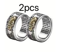 TEMU Un par de anillos Pi Xiu ajustables diseñados los principios del Shui, que representan y . Se cree que pueden mejorar tu , fortuna y , sin batería.