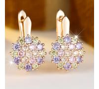 TEMU Un par de aretes clásicos con forma de para mujer, con coloridas piedras de circonita sintética, perfectos para , joyería floral, regalos de y regalos de Navidad