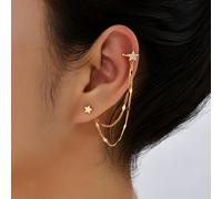 TEMU Un par de aretes clásicos vintage elegantes con cúbicos incrustados, estrella y borla, para mujer