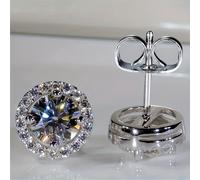 TEMU Un par de aretes clásicos y lujosos de redondos de circonita sintética ultra-, joyería de moda para mujeres, accesorios de boda, un regalo para esposas e .