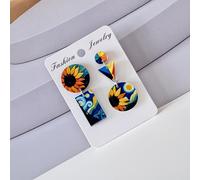 TEMU Un par de aretes colgantes con diseño artístico único, manual en acrílico empalmeado, hermoso diseño geométrico artístico combinado con estilo de joyería