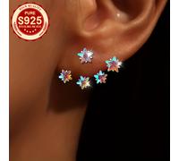 TEMU Un par de aretes de plata S925 para mujer, con coloridos pendientes de estrella brillantes que destellan. Son adecuados para diversas ocasiones, incluyendo festivales de , regalos, fiestas.