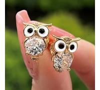 TEMU Un par de aretes elegantes para mujer con diseños de búhos, adornados con circonita sintética, perfectos para de graduación y para usar , lo que los convierte en un hermoso regalo