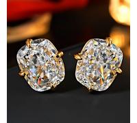 TEMU Un par de aretes ovalados clásicos y versátiles con incrustación de circonita de , ideales para mujeres en uso diario casual, trabajo y desplazamientos.