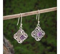 TEMU Un par de elegantes aretes cuadrados con forma de prisma y flores, cúbicos, sintéticos y de circonio sintético, hechos de cobre para hombres y mujeres.