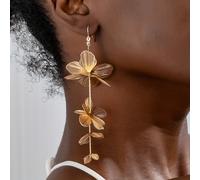 TEMU Un par de elegantes y sexys aretes de metal florales de lujo, ligeros, para mujer, ideales para fiestas, banquetes, y uso diario