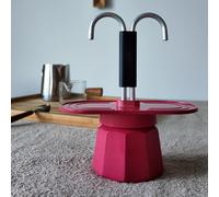 TEMU Un par de Moka de cámara magenta de 100 ml con base poligonal, perfectas para preparar espresso, con un color y , aptas para uso en estufa (ideales para regalos de vacaciones, y Navidad)