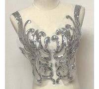 TEMU Un par de parches grandes de tela no tejida con flores bordadas de lentejuelas doradas y plateadas para decorar disfraces de baile y vestidos