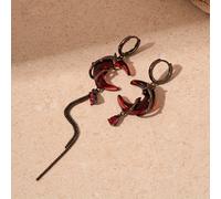 TEMU Un Par de Pendientes Rojos Oscuros con Borla Asimétrica de Media Luna, Accesorios de Joyería Ligeros y Modernos para Mujeres