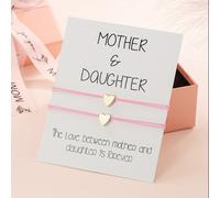 TEMU Un Par de Pulseras Trenzadas Hechas a con Corazones en Colores Clásicos y Sencillos, Tarjetas de para e Hija que Representan entre e Hija, Adecuado como Regalo de para Madres e , Ideal para de la