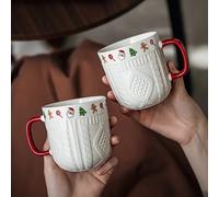 TEMU Un par de tazas de cerámica, diseñadas de forma para Navidad, un regalo para la mejor de