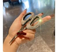 TEMU Un par de tijeras compactas y elegantes con diamantes, ideales para y el hogar, portátiles, hechas de acero inoxidable, perfectas para cortar papel, abrir paquetes y recortar cabello o hilos.