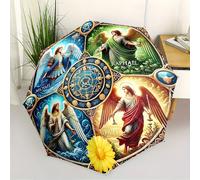 TEMU Un paraguas plegable portátil con un tema de arcángeles, para Navidad y otros regalos festivos