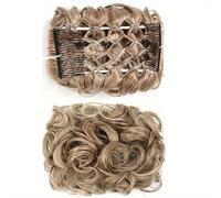 TEMU Un peine grande de acero para peinar moños de cabello sintético, completo con un coletero