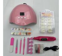 TEMU ¡Un pequeño ayudante para el nail art que hará que tu ! La lámpara de uñas rosa con un pulidora práctica, junto con herramientas esenciales, la preparación de tu manicura en casa.