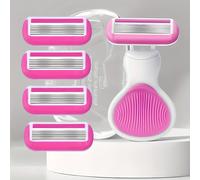 TEMU Un recortador manual de corporal para mujer con cuchillas y una de almacenamiento. Las cuchillas están diseñadas para la depilación y se pueden reemplazar. Es compacto para viajar.