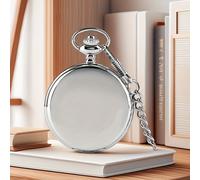 TEMU Un reloj de bolsillo plateado y elegante con un diseño minimalista, que una cadena, adecuado para hombres como para mujeres, como regalo