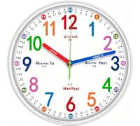 TEMU Un reloj educativo con números coloridos, y vidrio de , manecillas fáciles de leer - reloj didáctico para el dormitorio silencioso - herramienta pedagógica para la hora sin