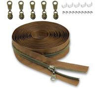 TEMU Un Rollo de 5 Cremalleras de 4 Metros de Largo - Dientes Plateados, Dientes Dorados, Dientes de Latón Antiguo, Cremalleras de Nylon con Dientes de , 5 Tiradores de Cremallera, 5 Inferior Superior