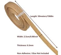 TEMU Un Rollo de 50 Metros de de Natural para Bordes, Muebles y Armarios, Decoración de Puertas y Ventanas, Marcos de Fotos y Artesanías en Madera, Suministros de Material Decorativo para Construcción