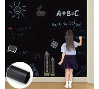 TEMU Un Rollo de Papel Tapiz Autoadhesivo Removible Tipo Pizarra, un Trozo de Tiza de Color, un Tablero de Mensajes Duradero para Borrar , Adecuado para Oficinas, y Señalización de