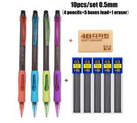 TEMU Un set de 10 piezas que reemplazables de 0.5, 0.7 y 0. para escribir y dibujar, ideal para uso en . El paquete contiene 4 lápices, 5 cajas y 1 borrador.