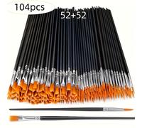 TEMU Un set de 104 pinceles con cabezales planos y redondos, equipados con un mango de , ideal para acuarela, , , roca y decoración de uñas, para artistas profesionales como para .
