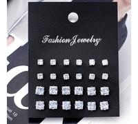 TEMU Un set de 12 aretes de cuadrados, modernos y minimalistas, ideales para usar en el trabajo, para hombres como para mujeres. Perfectos como regalo para novias o buenas .