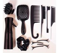 TEMU Un set de 12 piezas que cepillos de peinado, cepillo de champú, botella de spray, coleteros, pinzas para el cabello y un peine de ducha, adecuado para hombres como para mujeres