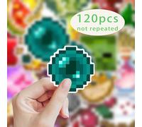 TEMU Un set de 120 stickers temáticos de juegos de Pixel Art hechos de PVC, perfectos para decorar botellas de agua, patinetas y fundas de teléfono, ofreciendo un divertido y .