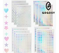 TEMU Un set de 1800 pegatinas holográficas autoadhesivas en 12 hojas, con diseños de estrellas y corazones de lámina, perfectas para recompensar en proyectos caseros, oficinas y aulas
