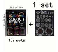 TEMU Un Set de 23 Cuadernos Rascable - 22 Plantillas de Patrones Geométricos, 1 Plantilla de Dibujo de Plástico y una Regla de Medición