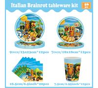 TEMU Un set de 56 piezas, Figura de Temática Rotado Vajilla Desechable de Papel Servilleta Vaso de Papel Set Decoraciones para Fiestas