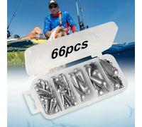 TEMU Un set de 66 piezas de plomos de caída de y clips para de pesca, con varios tamaños de plomos