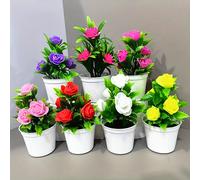 TEMU Un set de 7 piezas con 7 combinaciones diferentes, que 6 macetas de rosas de espuma y 1 de pequeña. flores artificiales en son perfectas para decoraciones en Halloween, fiestas de .